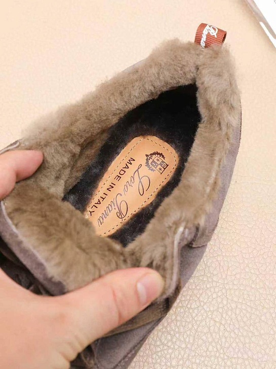 Кроссовки с мехом Loro Piana Newport Walk - Beige