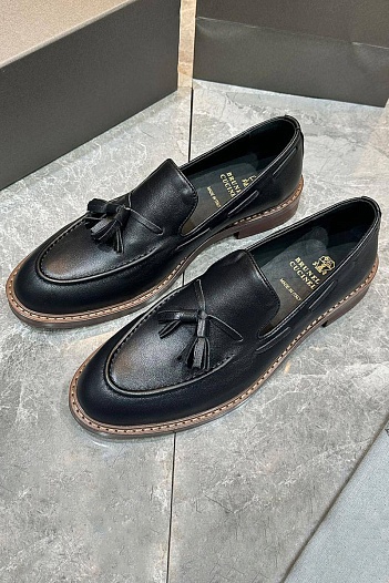 Кожаные лоферы Brunello Cucinelli tassels - Black   