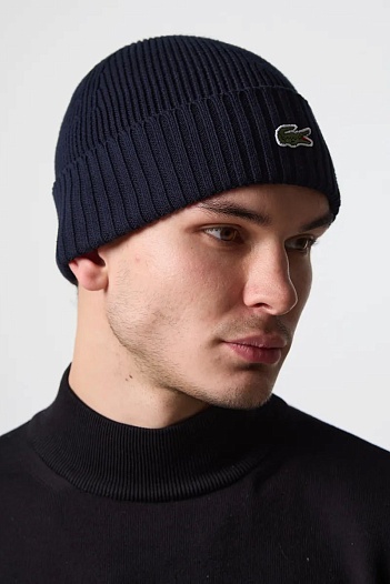 Шапка синего цвета Lacoste logo-embroidered   