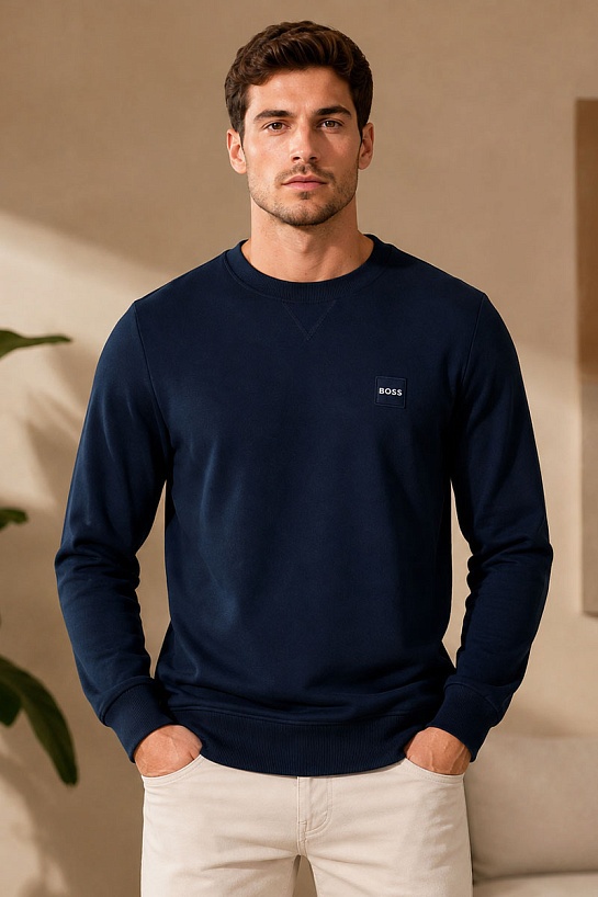 Свитшот тёмно-синего цвета Hugo Boss Westart logo-patch