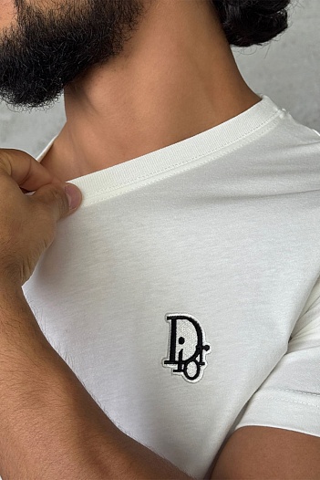 Белая мужская футболка Dior embroidered logo   