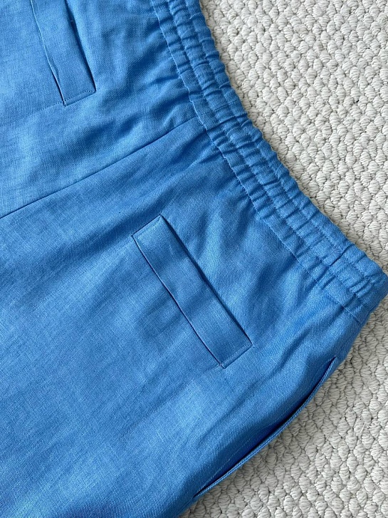 Льняные шорты синего цвета Zegna premium