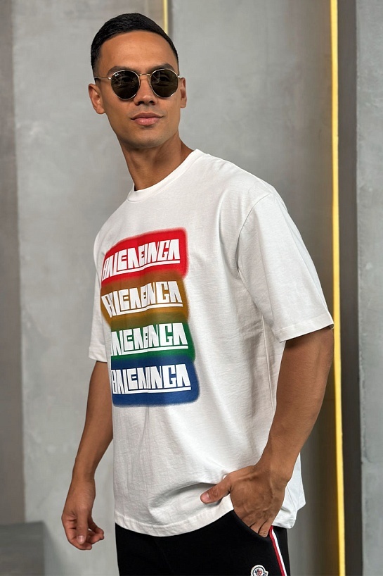 Белая оверсайз футболка Balenciaga logo print