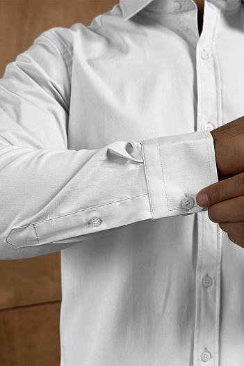 Мужская белая рубашка Loro Piana logo-embroidered   