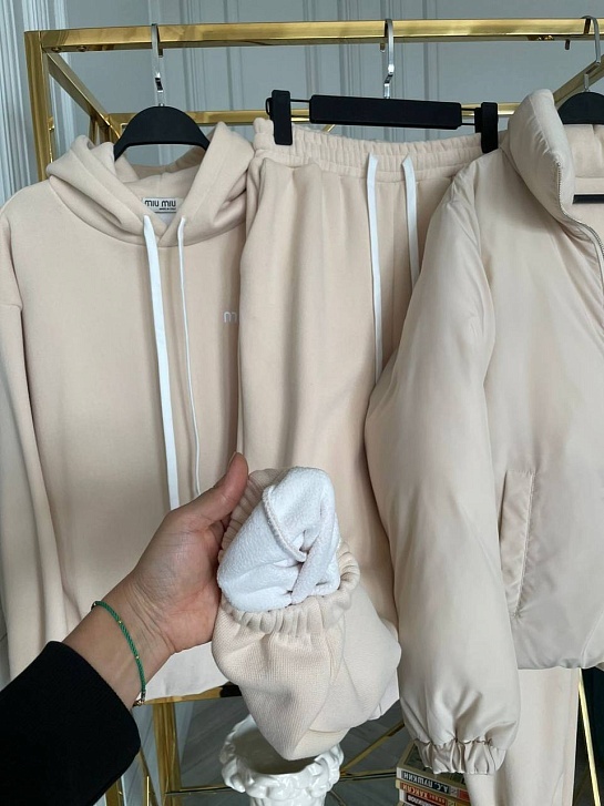 Женский бежевый костюм тройка MIU MIU Premium