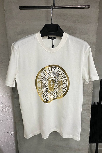 Футболка белого цвета Balmain metallic coin   