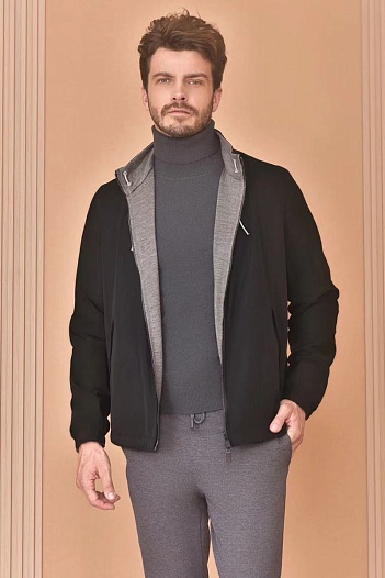 Двусторонняя куртка Zegna Premium zip-up - Black / Grey   