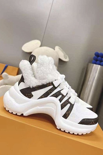 Женские кожаные кроссовки с мехом Louis Vuitton Archlight   