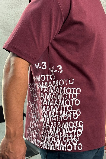 Мужская бордовая футболка Y-3 Yohji Yamamoto   