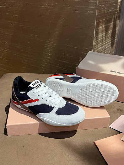 Замшевые женские кроссовки MIU MIU   