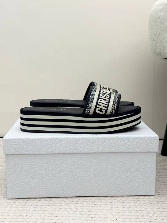 Женские шлёпанцы на платформе Dior Premium - Navy