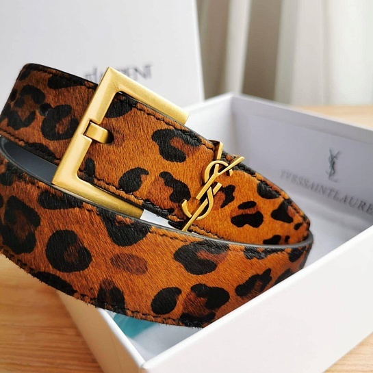 Кожаный ремень Yves Saint Laurent (ширина 3 см, длина 80 / 85 см)