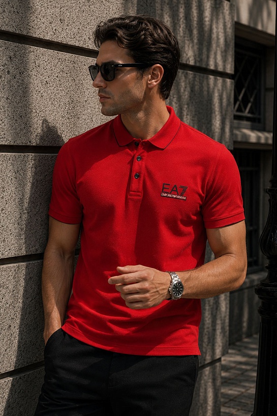 Мужское красное поло Emporio Armani 7