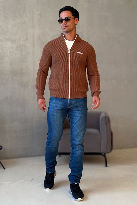 Свитер на молнии Zegna Premium - Brown