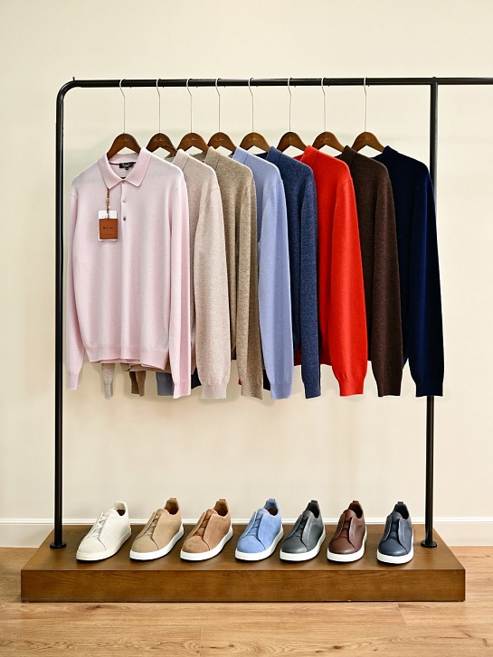Коричневое поло с длинным рукавом Loro Piana premium