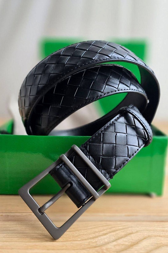 Кожаный чёрный ремень Bottega Veneta - длина 100 / 105 см