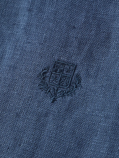 Льняная рубашка тёмно-синего цвета Loro Piana premium   