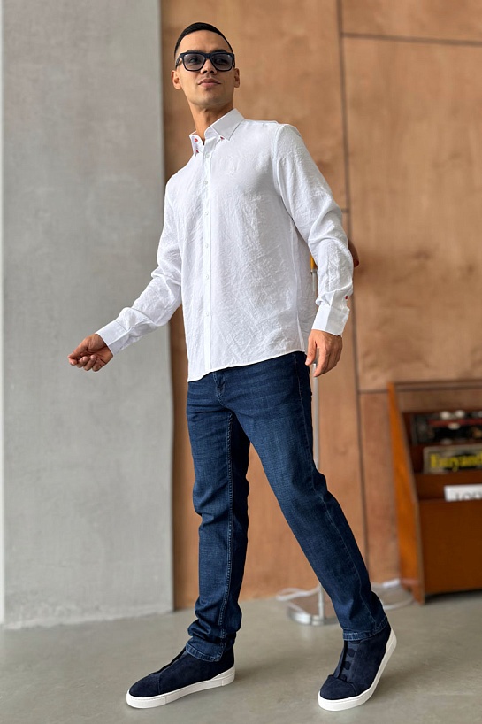 Мужская рубашка Hermes H embroidered - White