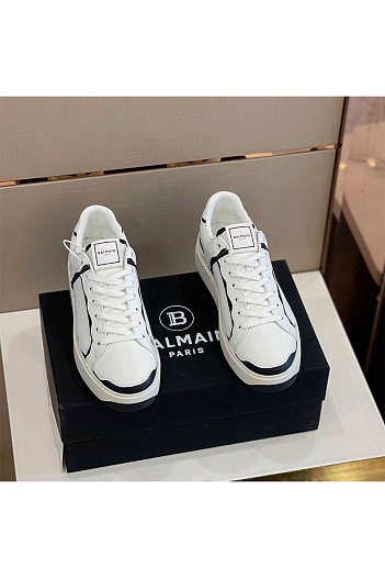 Белые кожаные кроссовки Balmain   