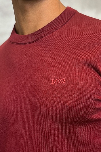 Джемпер бордового цвета Hugo Boss logo-embroidered   