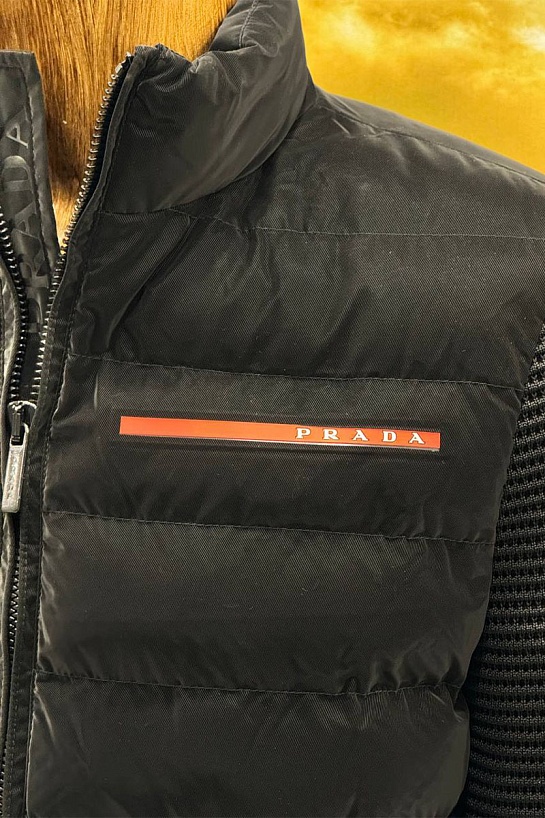 Куртка с вязанными рукавами Prada Linea Rossa - Black