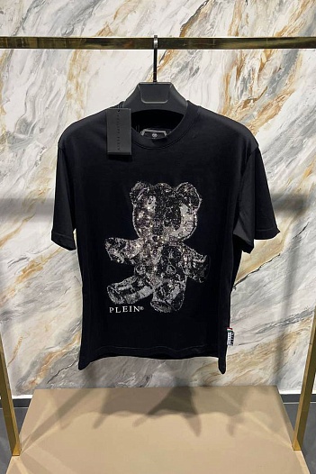 Мужская чёрная футболка Philipp Plein Teddy Bear   