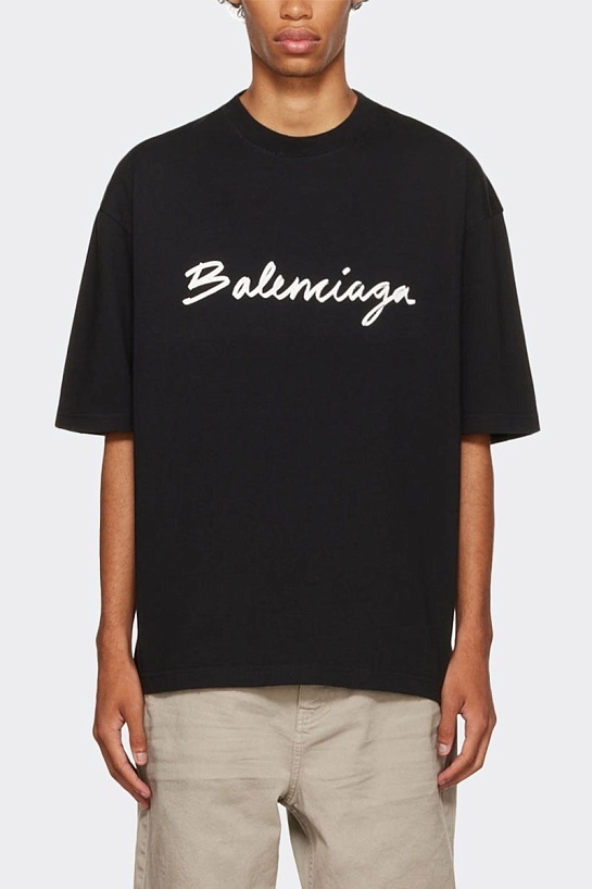 Футболка чёрного цвета Balenciaga script logo