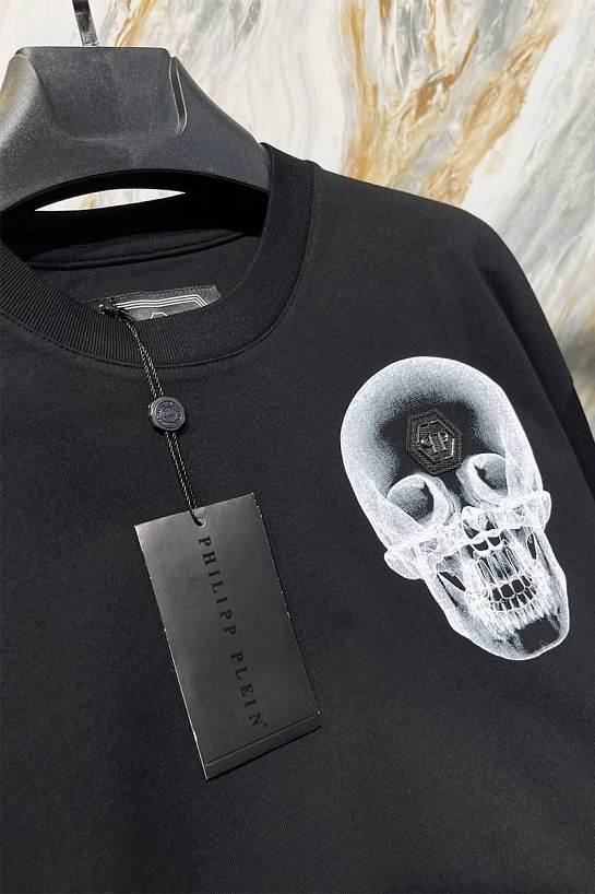 Чёрная оверсайз футболка Philipp Plein x-ray skull