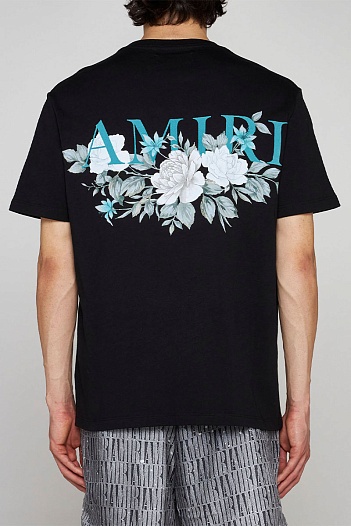 Мужская чёрная футболка Amiri Floral   
