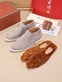 Замшевые лоферы с меховой стелькой Loro Piana Open Walk - Grey