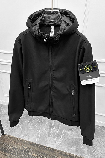 Мужская чёрная куртка Stone Island compass-patch   