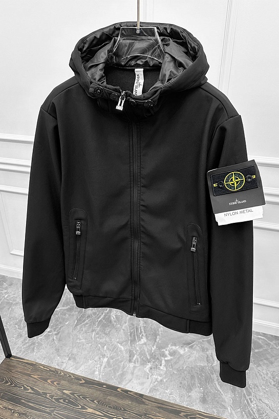 Мужская чёрная куртка Stone Island compass-patch