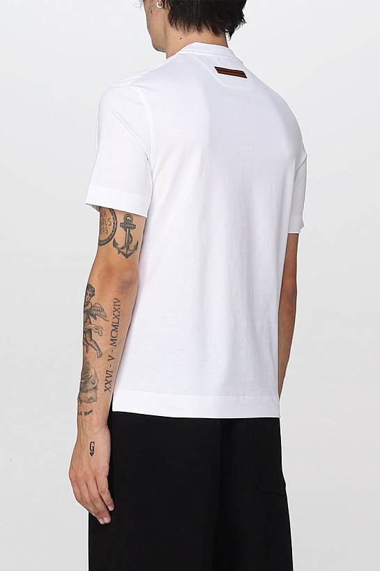 Мужская белая футболка Zegna logo-print