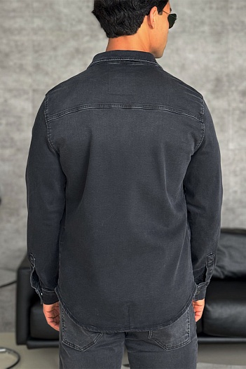 Джинсовая рубашка Loro Piana чёрного цвета   