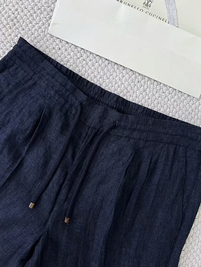 Льняные брюки Brunello Cucinelli Premium - Navy   