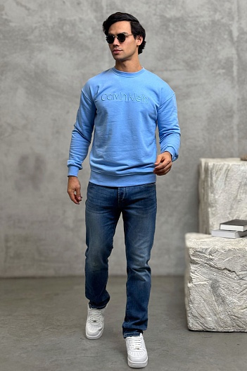 Свитшот голубого цвета Calvin Klein embroidered-logo   
