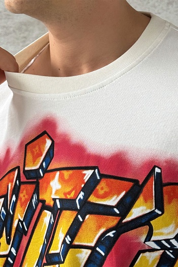 Белая оверсайз футболка Louis Vuitton graffiti-print   