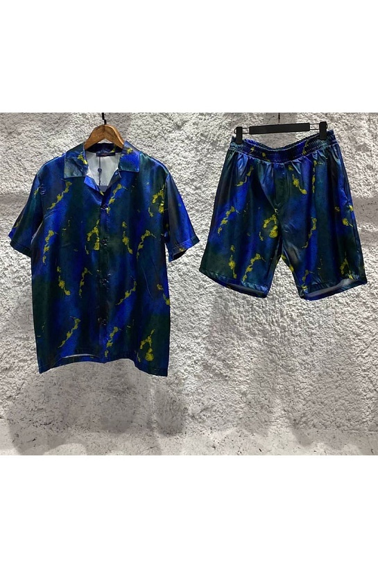 Брендовая мужская рубашка Louis Vuitton синего цвета