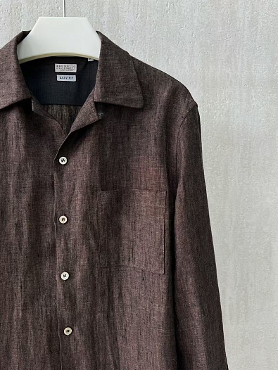 Льняная рубашка Brunello Cucinelli Premium - Brown   