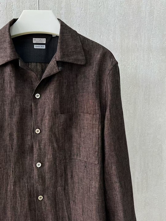 Льняная рубашка Brunello Cucinelli Premium - Brown