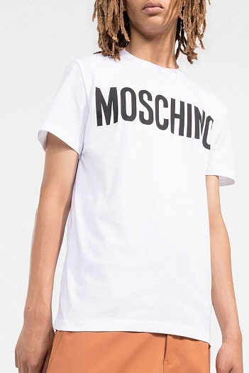 Белая оверсайз футболка Moschino logo-print   