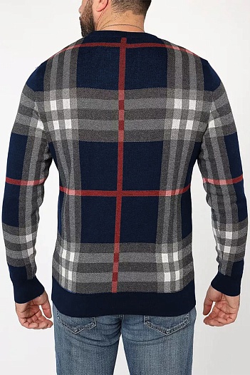 Мужская синяя кофта Burberry check pattern   