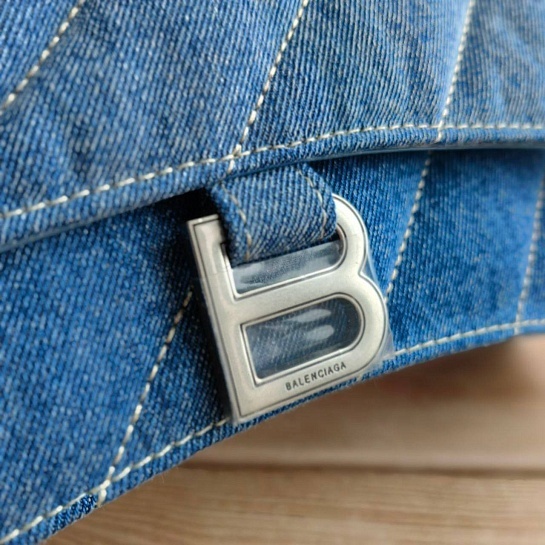 Кожаная сумка Balenciaga Hourglass Denim S 26x15 см