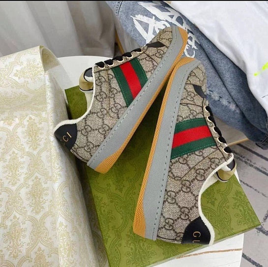 Кожаные кроссовки Gucci GG Screener - Grey