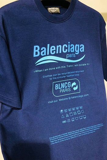 Оверсайз футболка Balenciaga Recycle - Blue   