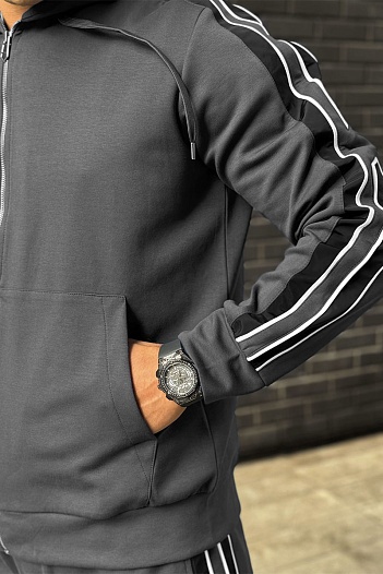 Мужская кофта на молнии Hermes серого цвета    