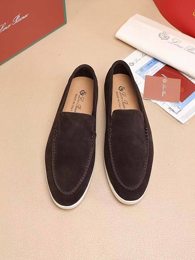 Мужские замшевые лоферы Loro Piana Summer Walk - Brown   