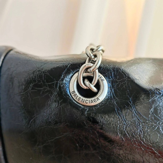 Кожаная сумка Balenciaga Monaco Chain 30x21 см - Silver