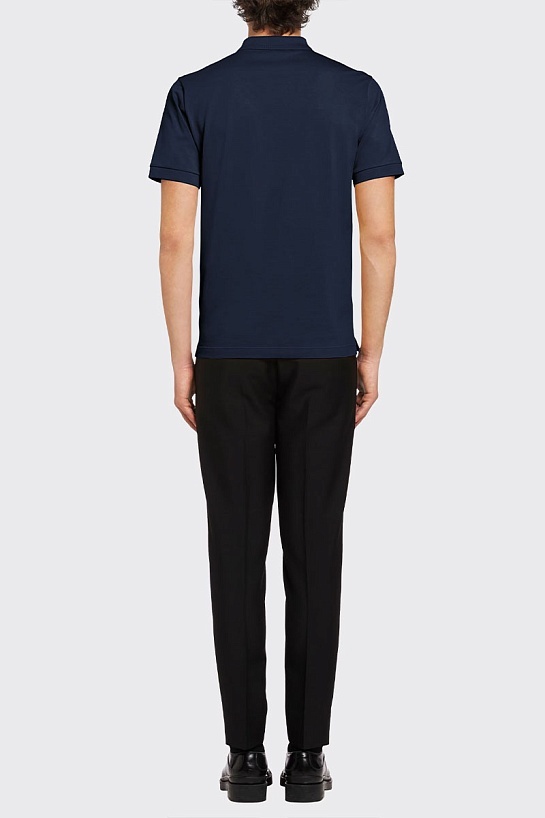 Поло тёмно-синего цвета Prada logo-plaque