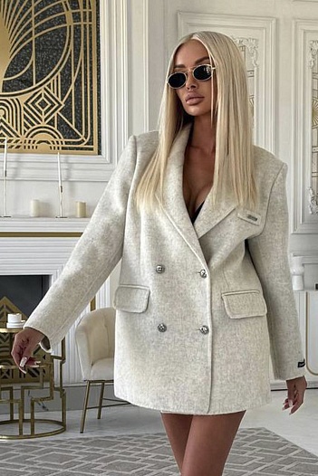 Женское шерстяное пальто пиджак Chrome Hearts Premium - White   